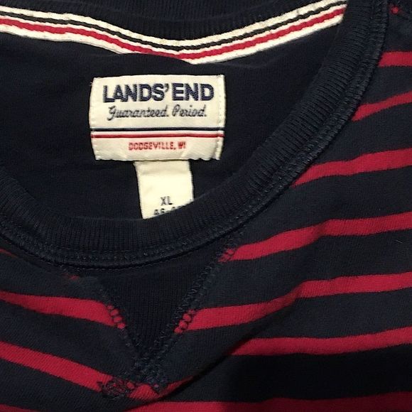 Mens Navy and Red Striped Raglan Long Sleeve Pullover - Picture 7 of 12